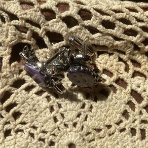 Vintage Crab Silver and Purple Cufflinks
